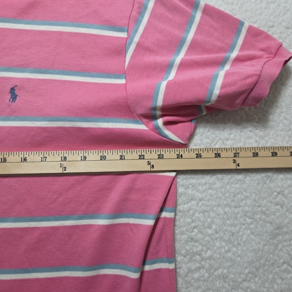 Vintage Polo Ralph Lauren Knit Polo Men's XL Pink White Striped Made In USA - Picture 4 of 9